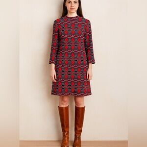 Vintage Henry Lee Knit Sweater Shift Midi Dress Geometric Sz 16 (fits like a 10)